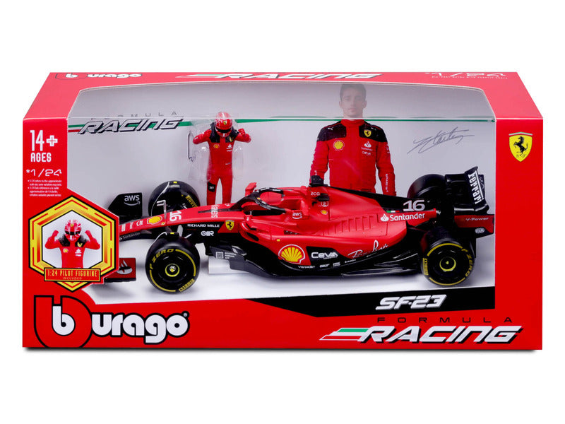 Ferrari coche a escala, SF-23, Charles Leclerc, 1:24, bburago, con piloto