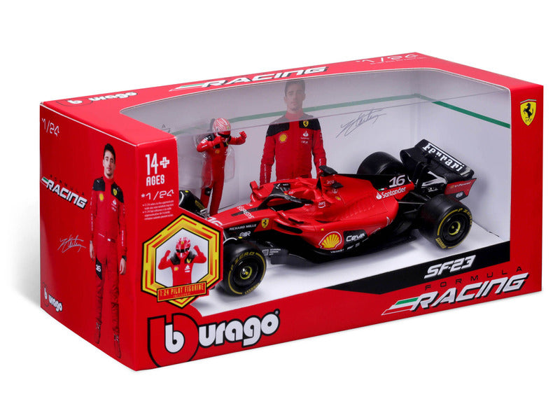 Ferrari coche a escala, SF-23, Charles Leclerc, 1:24, bburago, con piloto