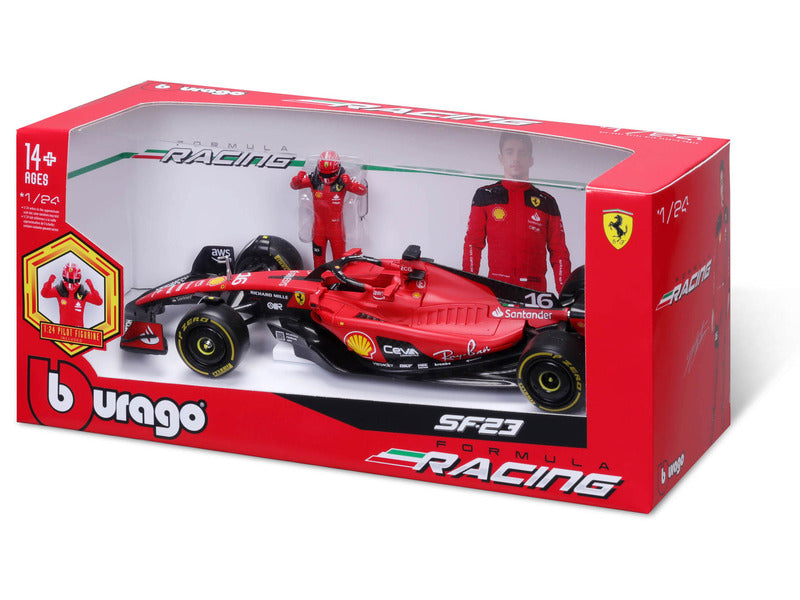 Ferrari coche a escala, SF-23, Charles Leclerc, 1:24, bburago, con piloto