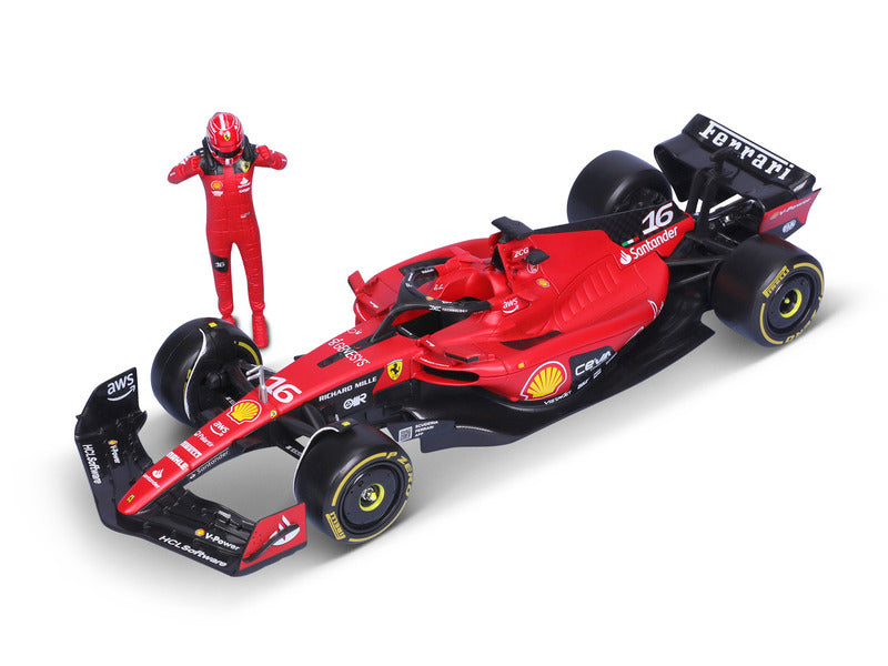 Ferrari coche a escala, SF-23, Charles Leclerc, 1:24, bburago, con piloto