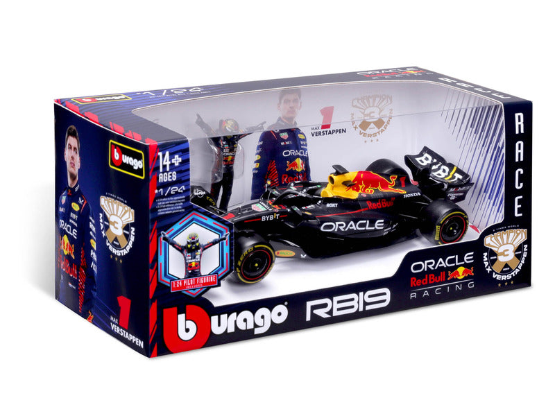Red Bull Racing coche a escala, bburago, Max Verstappen, #1, 1:24, RB19, con piloto