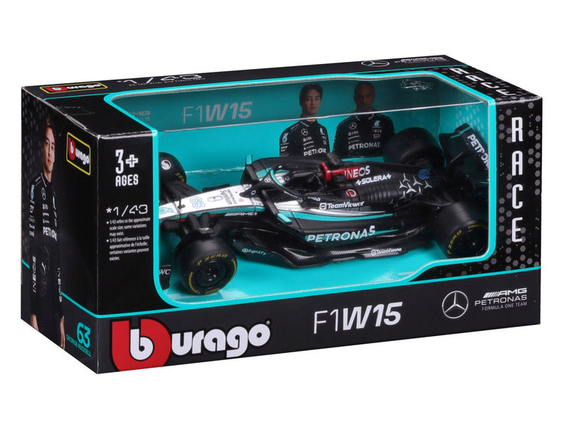 Mercedes coche a escala, bburago, George Russell, #63, 1:43, F1W15