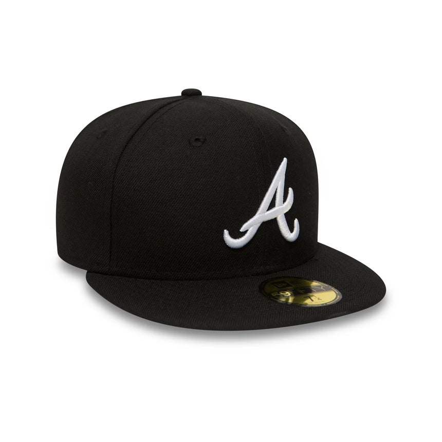 Gorra de los Bravos de Atlanta, New Era, 39THIRTY, básica, negra