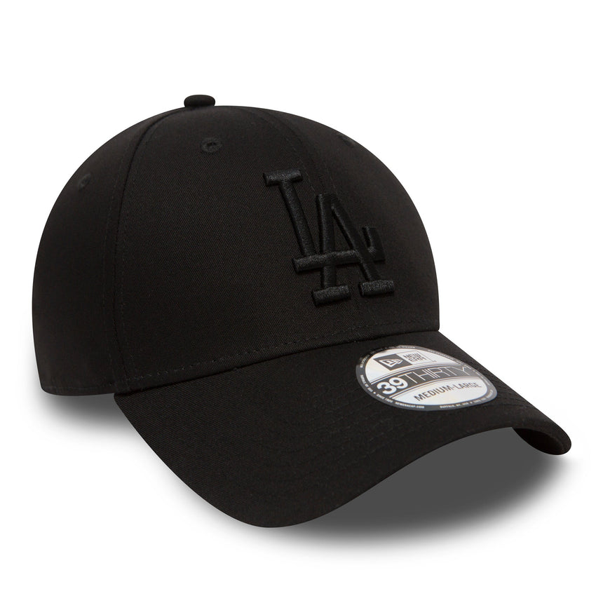 Gorra de Los Ángeles Dodgers, New Era, 39THIRTY, esencial, negro total