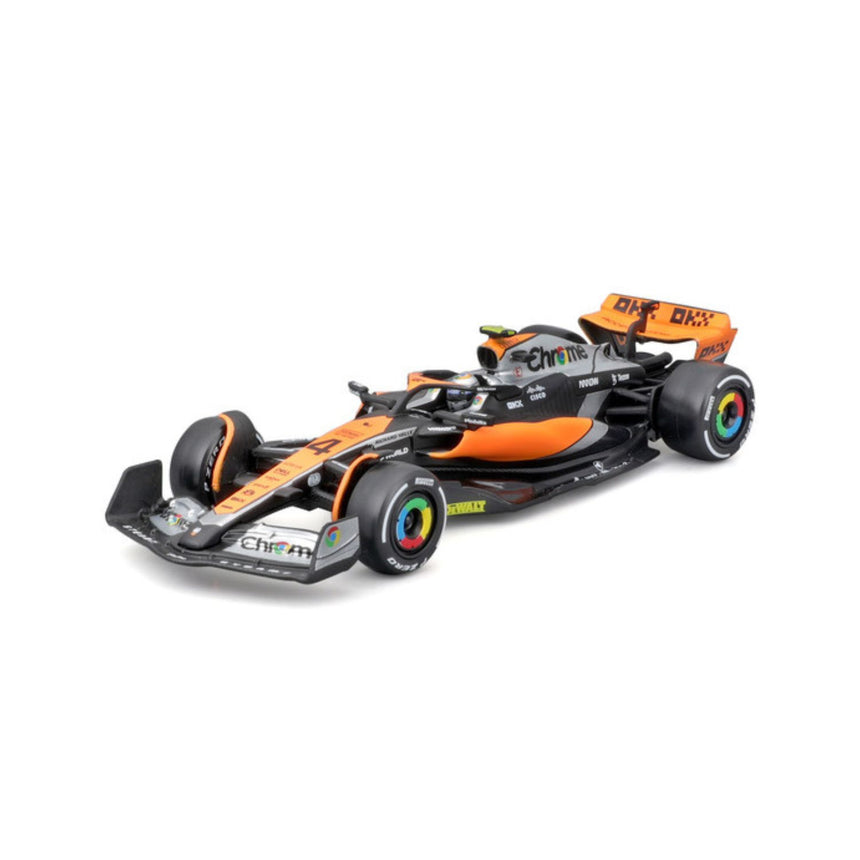 Modelo de coche McLaren F1, con casco, MCL60, bburago, 1:43, Lando Norris #4