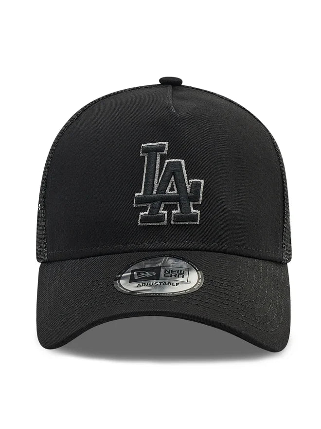 Gorra de los Dodgers de Los Ángeles, tipo trucker, New Era, 9FORTY, negra