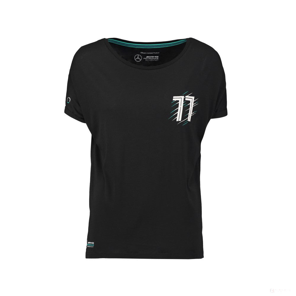 Camiseta de Mujer Mercedes Valtteri Bottas, Valtteri 77, Negro, 2018 - FansBRANDS®