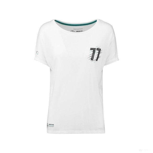 Camiseta de Mujer Mercedes Valtteri Bottas, Valtteri 77, Blanco, 2018 - FansBRANDS®