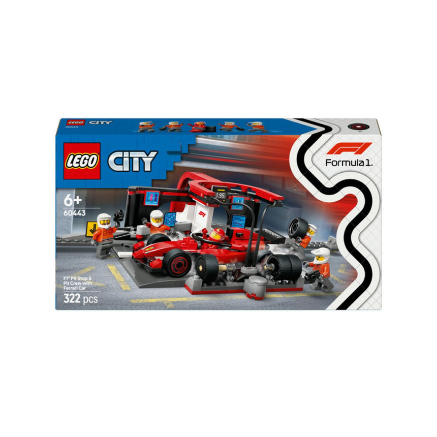 Ferrari, F1 LEGO® City 60443, coche de carreras en boxes con personal 🔥