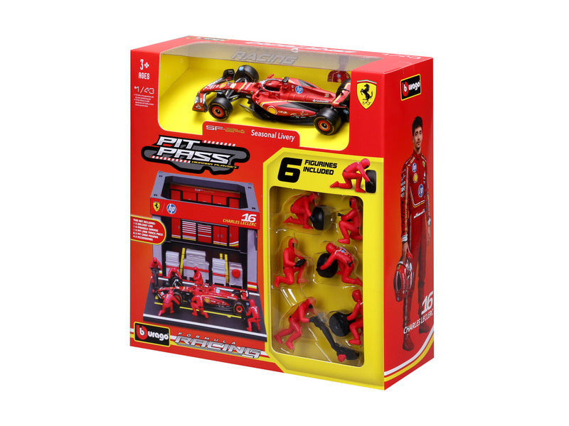 Ferrari kit de modelismo, pase de pits, bburago, 1:43, Charles Leclerc, #16, SF-24