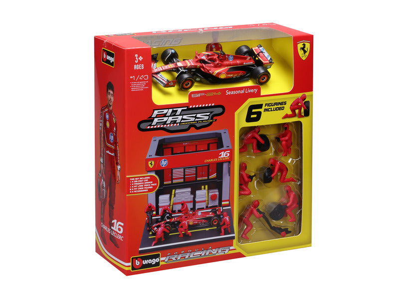 Ferrari kit de modelismo, pase de pits, bburago, 1:43, Charles Leclerc, #16, SF-24