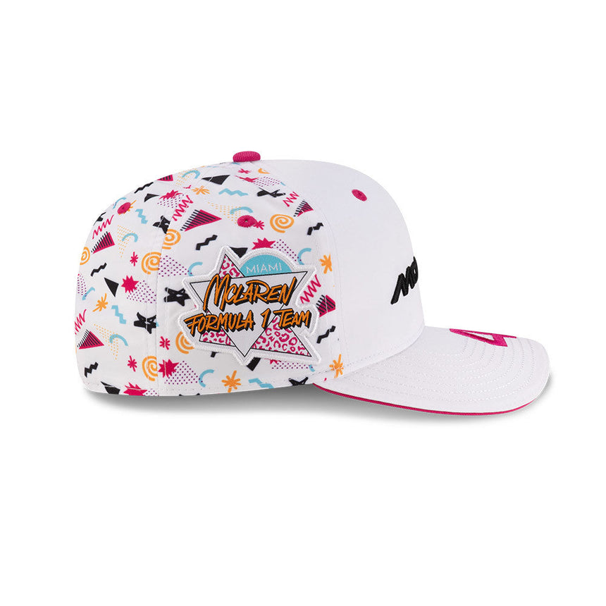 Gorra de béisbol McLaren, Miami, Lando Norris, New Era, 9SEVENTY SS, Blanca 🔥
