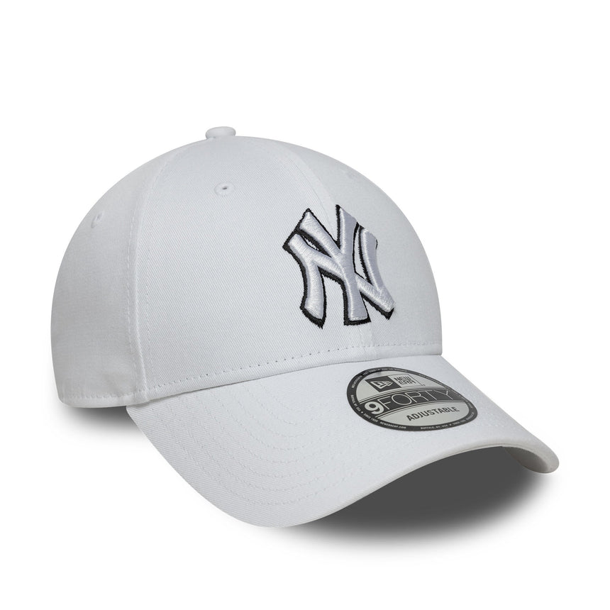 Gorra de los Yanquis de Nueva York, New Era, 9FORTY, blanca