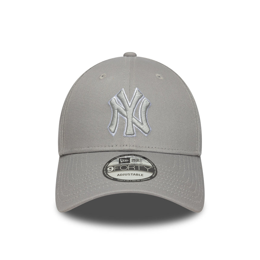 Gorra de los Yankees de Nueva York, New Era, 9FORTY, contorno pop, gris