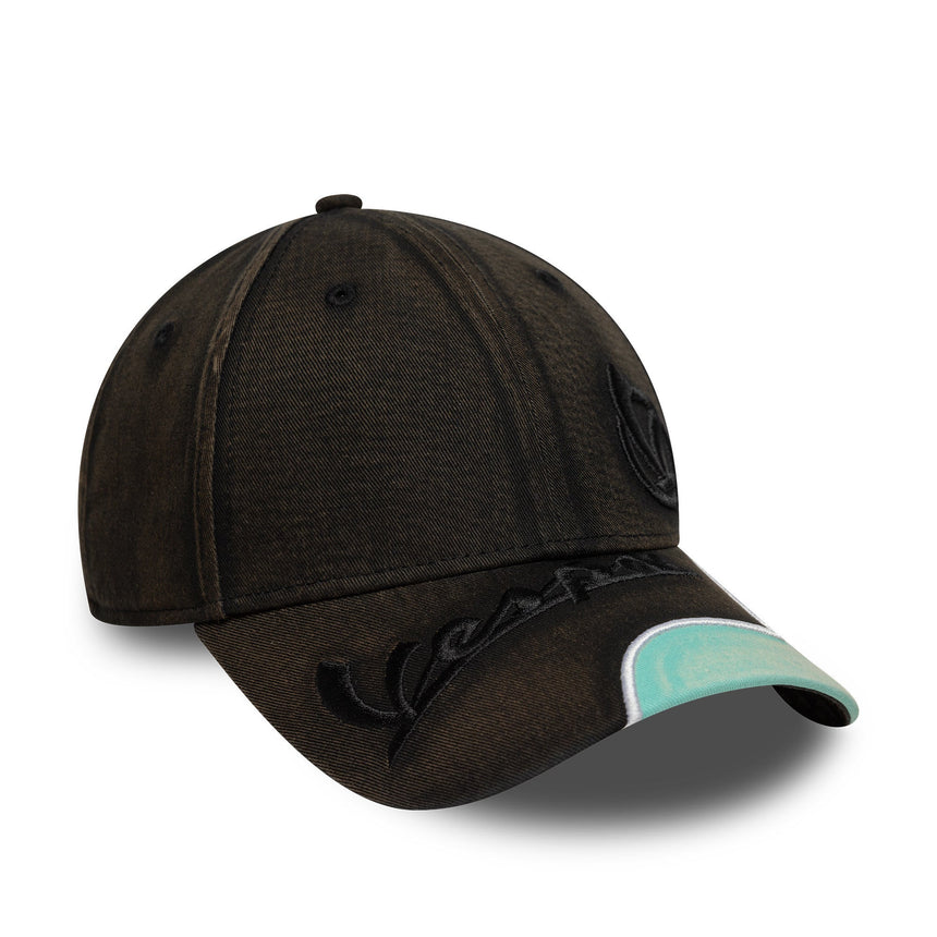Gorra Vespa, desgastada, New Era, 9FORTY, negra
