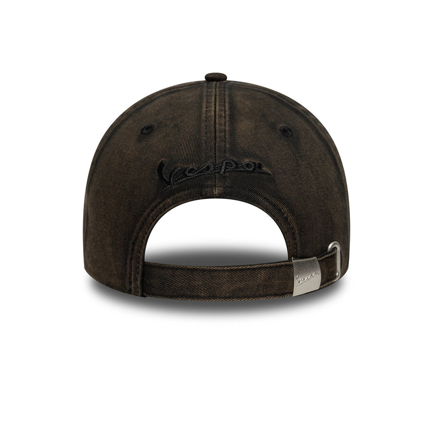 Gorra Vespa, desgastada, New Era, 9FORTY, negra