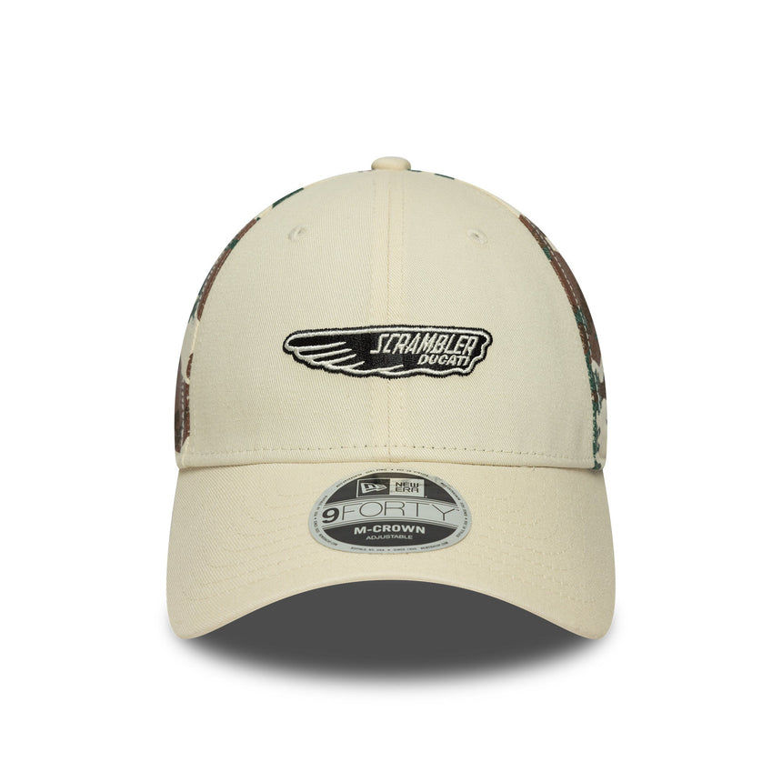 Gorra Ducati Scrambler camuflaje, New Era, 9FORTY, beige
