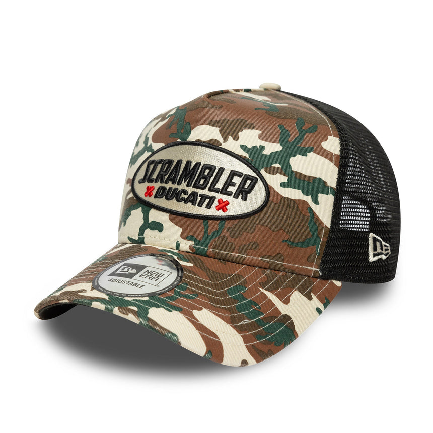 Gorra Ducati, trucker, camuflaje Scrambler, New Era, 9FORTY, beige