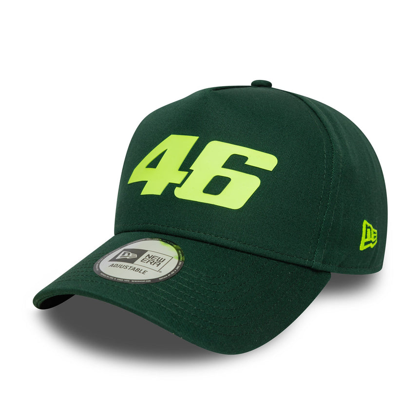 Gorra trucker Valentio Rossi #46, VR46, de temporada, New Era, 9FORTY, verde