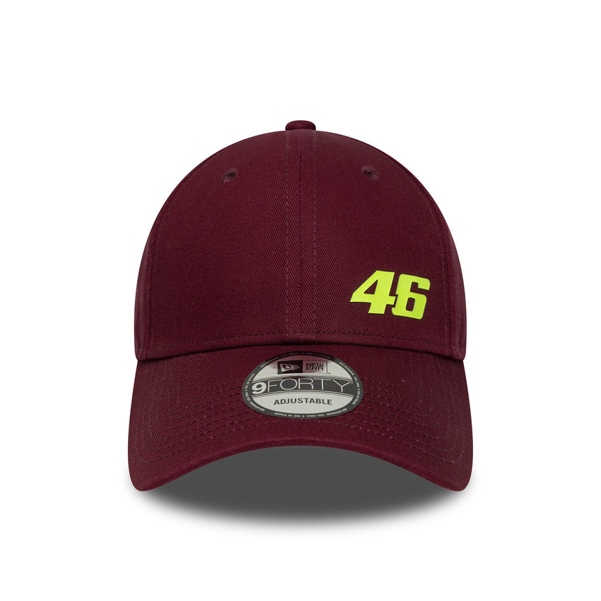 Gorra Valentio Rossi #46, VR46, de temporada, New Era, 9FORTY, burdeos