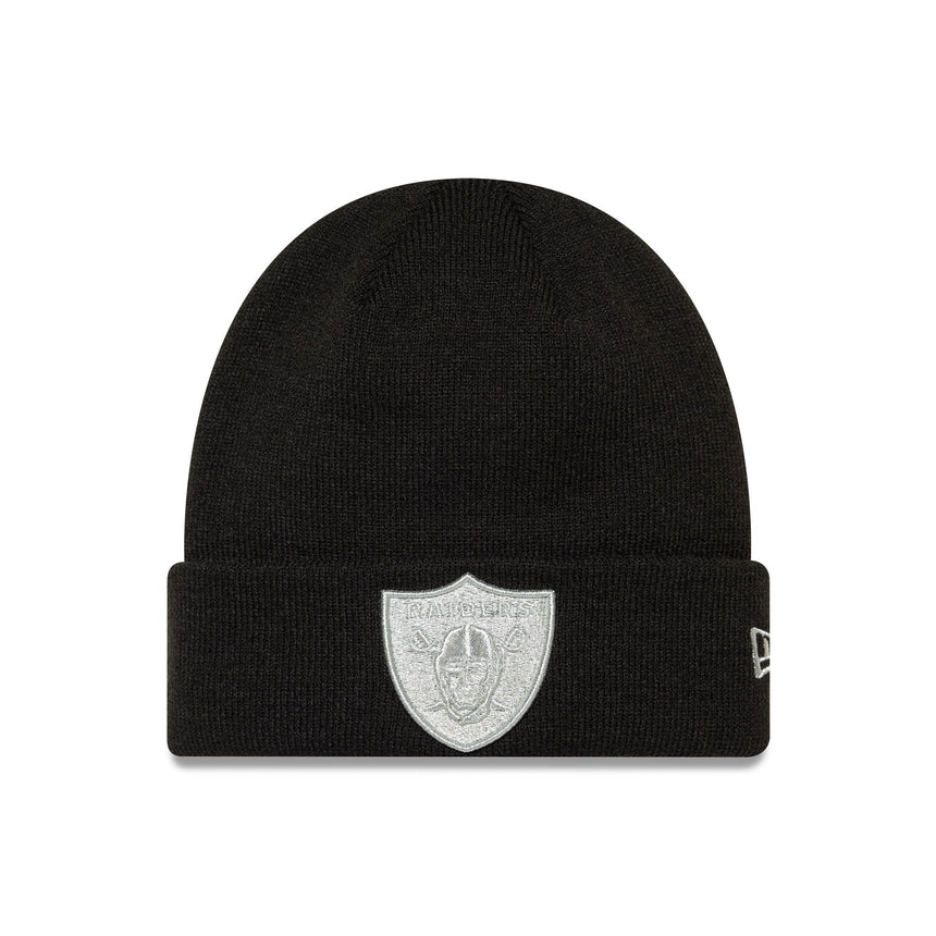 Gorro beanie de los Raiders de Las Vegas, liso, New Era, negro