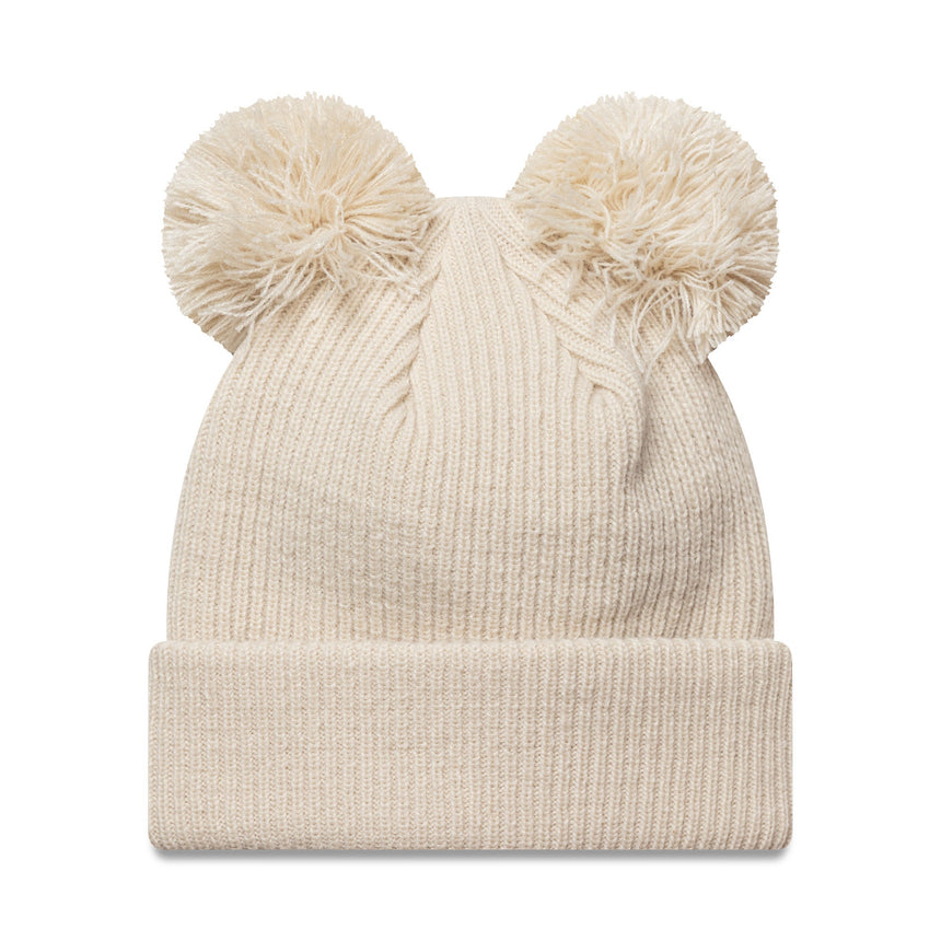 Gorro beanie de los Yankees de Nueva York, con doble pompón, para mujer, liso, New Era, beige