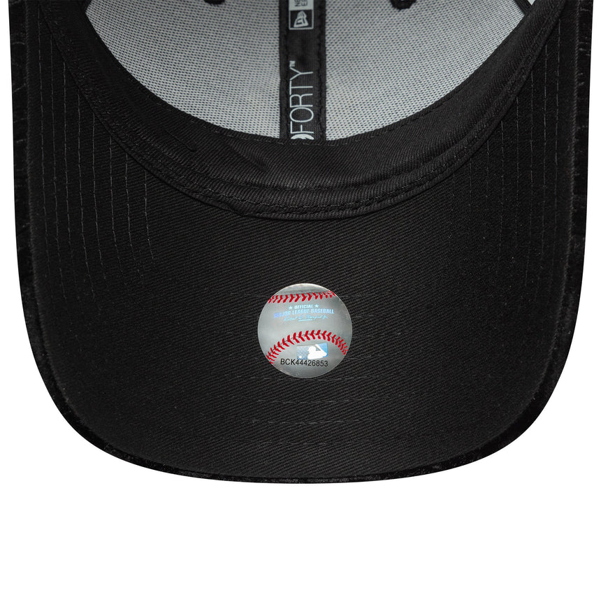 Gorra de béisbol New York Yankees, velour de leopardo, 9FORTY, para mujer, negra