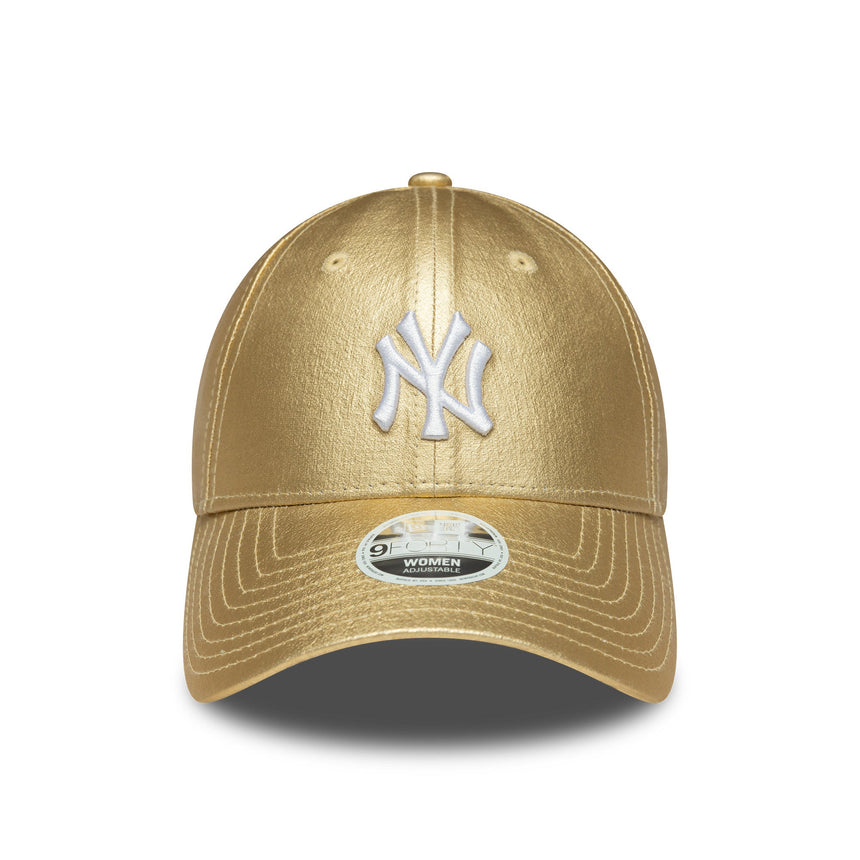 Gorra de los Yankees de Nueva York, pin metálico, New Era, 9FORTY, para mujer, dorada
