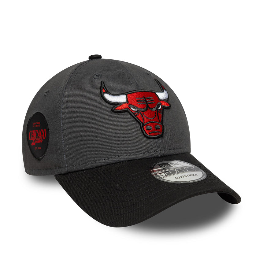 Gorra de los Chicago Bulls, parche lateral, New Era, 9FORTY, gris, gris