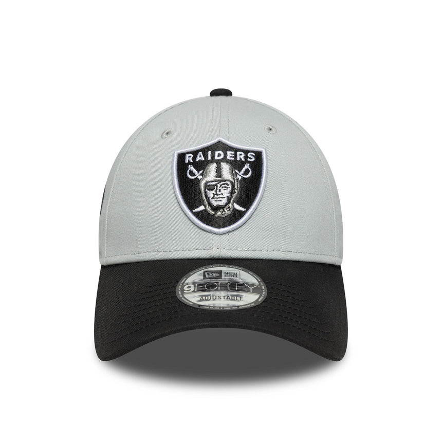 Gorra de los Raiders de Las Vegas, emblema de dos tonos, New Era, 9FORTY, parche lateral, negro-blanco