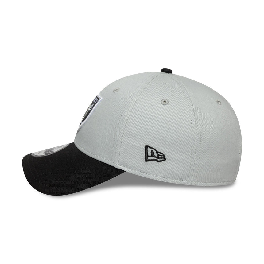 Gorra de los Raiders de Las Vegas, emblema de dos tonos, New Era, 9FORTY, parche lateral, negro-blanco