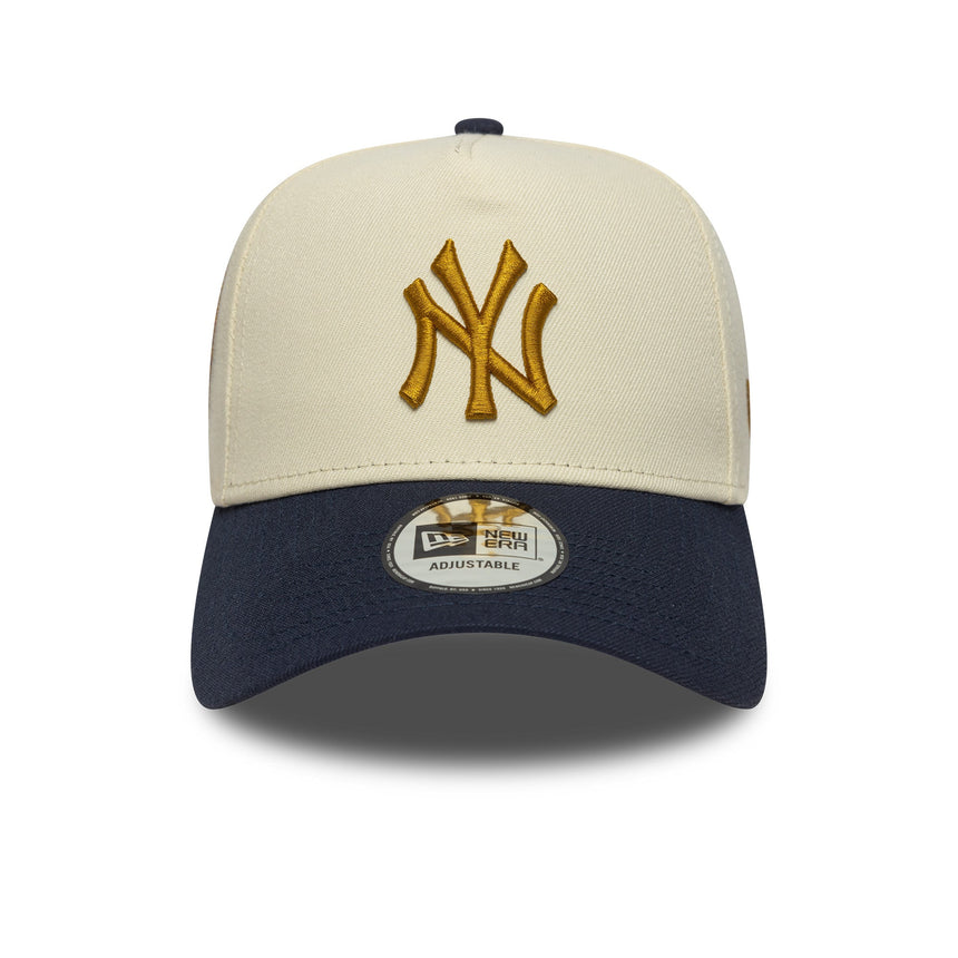 Gorra de los Yankees de Nueva York, parche, New Era, 9FORTY, A-frame, beige