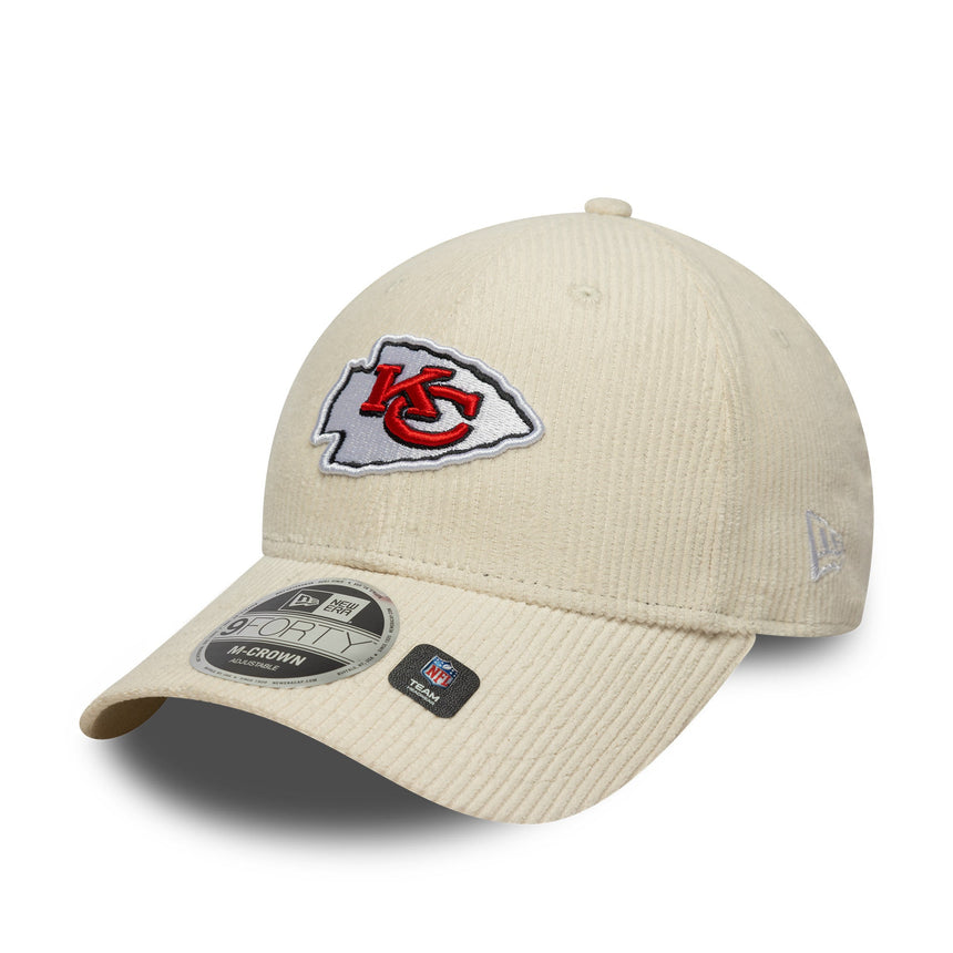 Gorra de Kansas City Chiefs, con cordón, New Era, 9FORTY, beige.