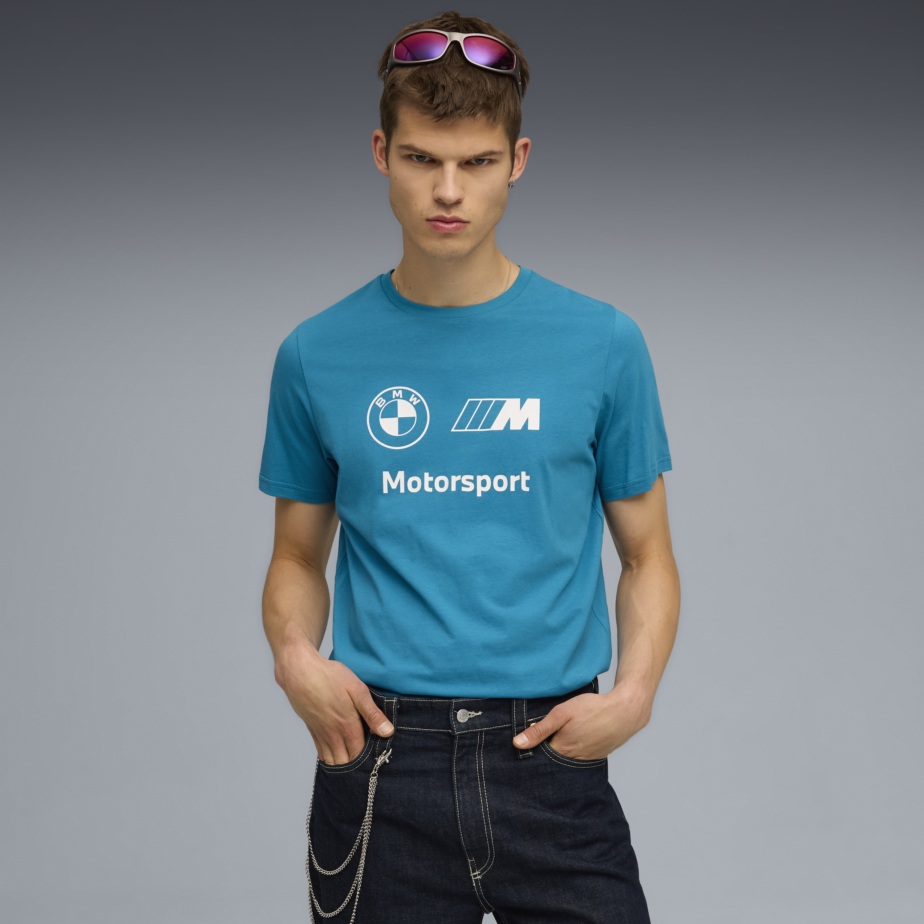Camiseta con logo de BMW, Puma, Essential, MMS, azul 🔥