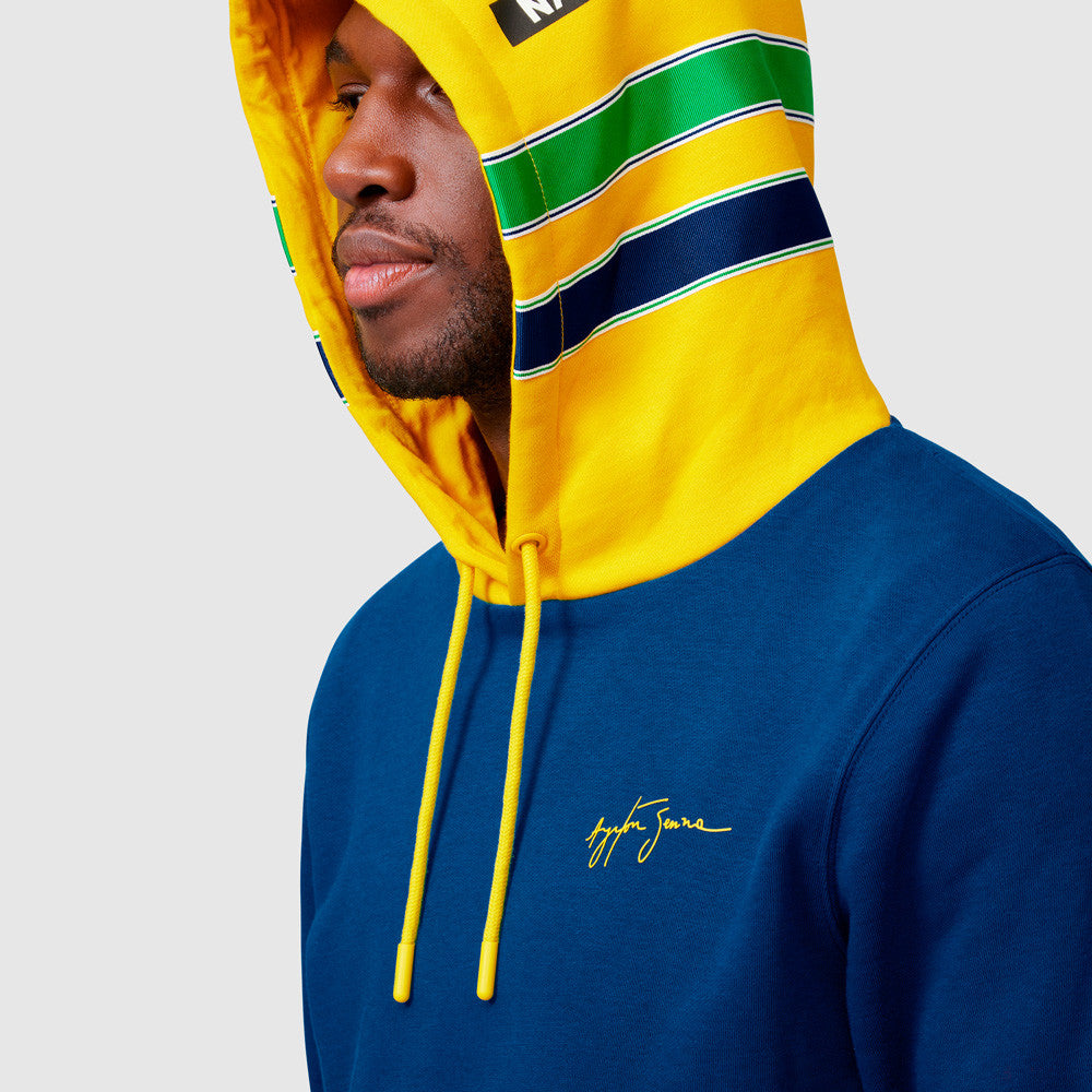 Sudadera Hombre, Ayrton Senna Stripe, Azul, 2021 - FansBRANDS®