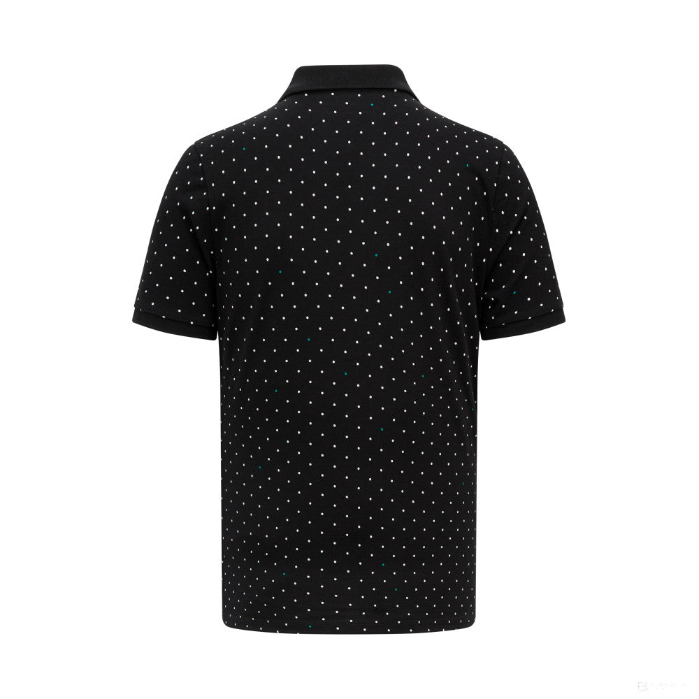 Mercedes, Camiseta de cuello a lunares para hombre, Negra - FansBRANDS®