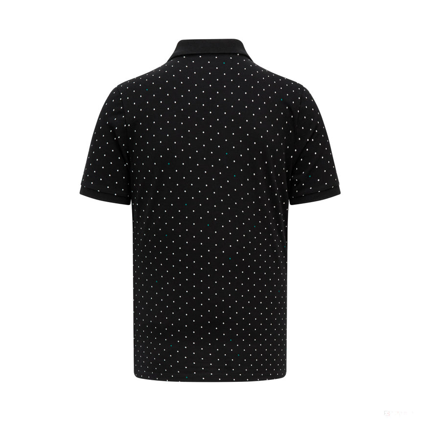 Mercedes, Camiseta de cuello a lunares para hombre, Negra - FansBRANDS®