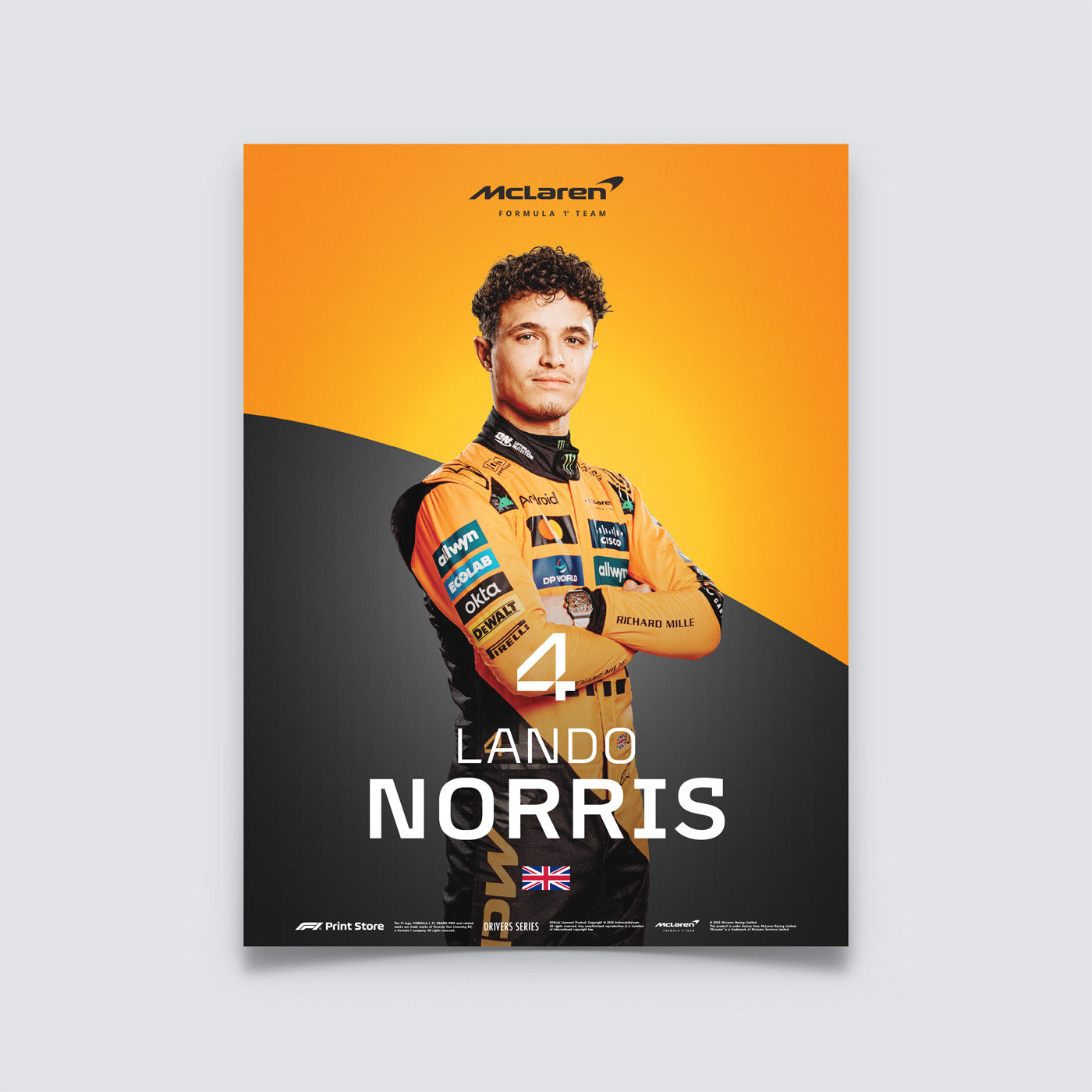 F1 Print – Póster de Lando Norris (tamaño A3)