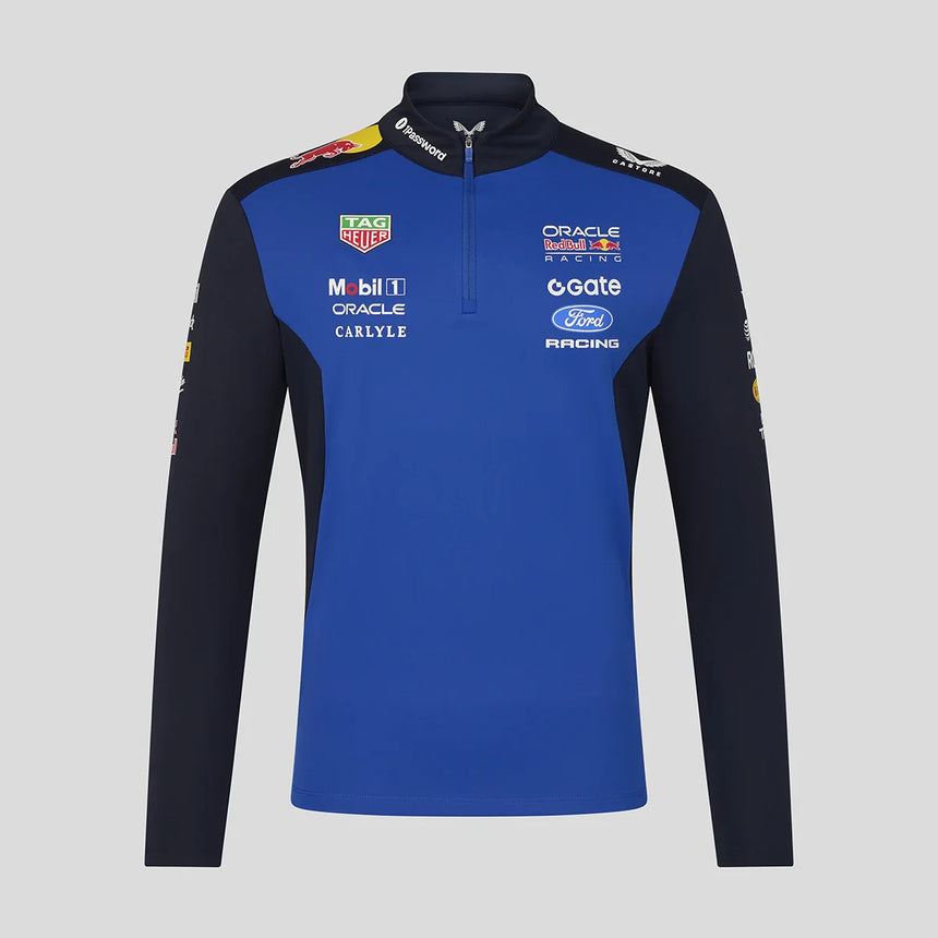 Sudadera Red Bull, equipo, cremallera de 1/4, azul