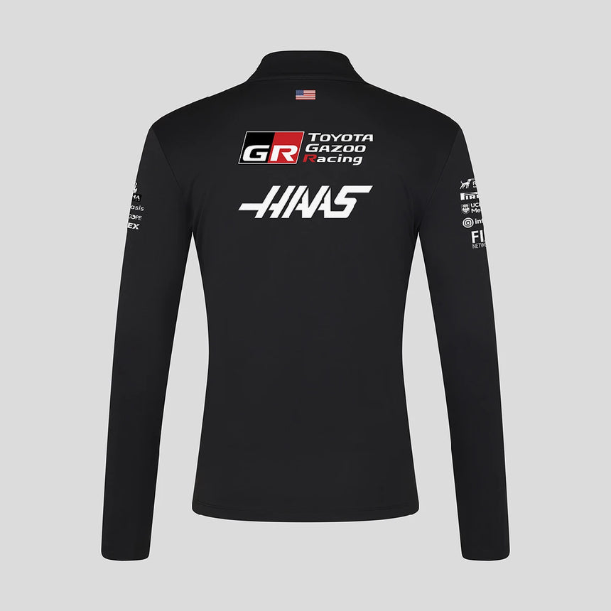 Sudadera Haas F1, cremallera de 1/4, equipo, negra