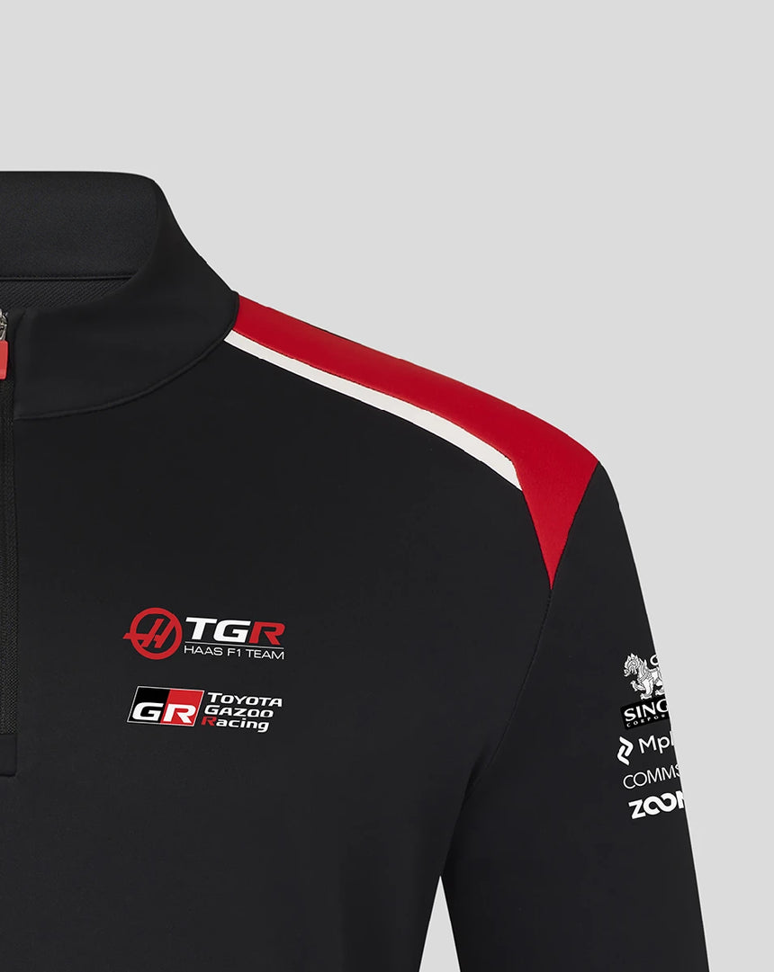 Sudadera Haas F1, cremallera de 1/4, equipo, negra