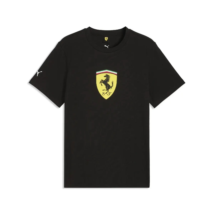 Camiseta Ferrari, escudo de colores, negra