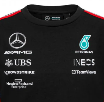 Mercedes Team, Fahrertrikot, Schwarzes Kindertrikot, 2023