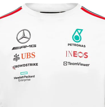 Mercedes Team, Herren Langarm-Fahrer-T-Shirt, Weiß, 2023