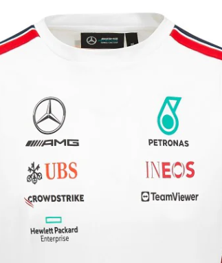 Mercedes Team Herren-Fahrertrikot, Weiß, 2023