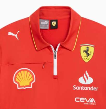 Ferrari camiseta cuello polo, Puma, equipo, pro, rojo, 2024