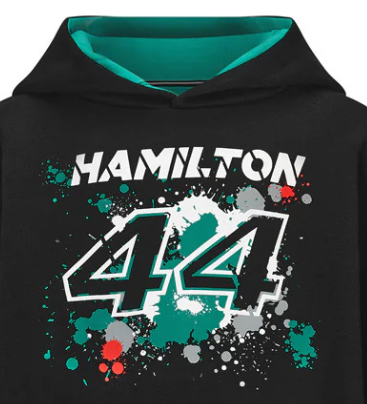 2022, Black, LEWIS #44, Mercedes Lewis Hamilton Kids' Sweatshirt