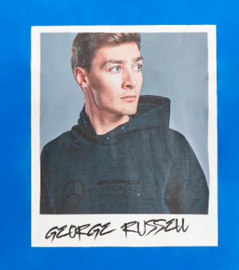 Mercedes George Russell portrait T-shirt, blue