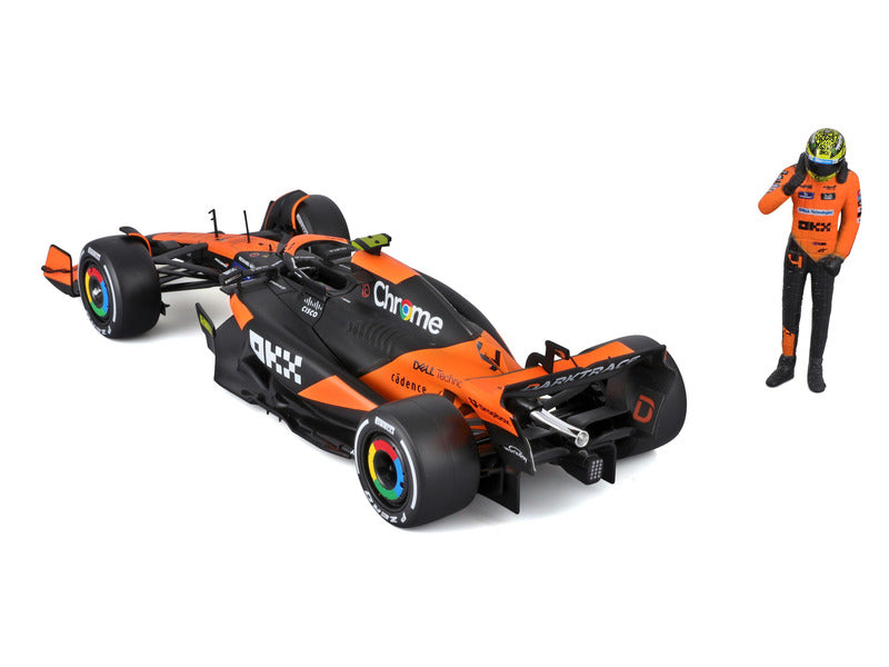 coche modelo McLaren, bburago, Lando Norris, 1:24, #4, MCL38, con piloto