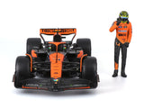 coche modelo McLaren, bburago, Lando Norris, 1:24, #4, MCL38, con piloto